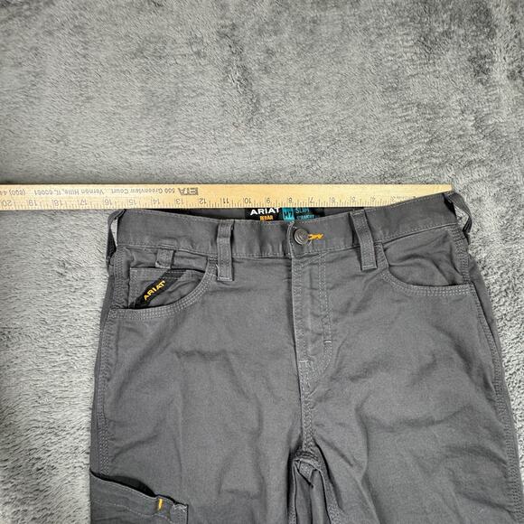 Ariat Rebar M7 DuraStretch Slim Straight Gray Canvas Pants Mens 30x30 Workwear - Picture 4 of 10